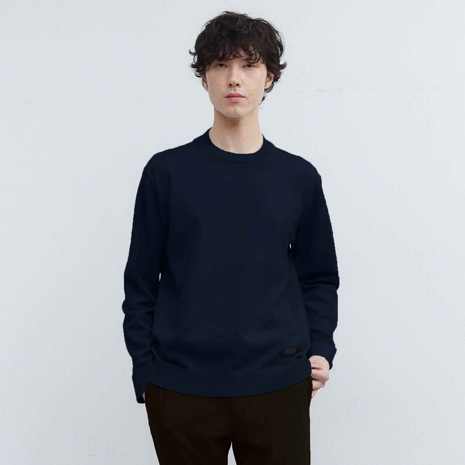 TAKEO KIKUCHI「【Sサイズ～】アンチピリング テーラードネック ニット」|ニット・セーター|ネイビー(094)
