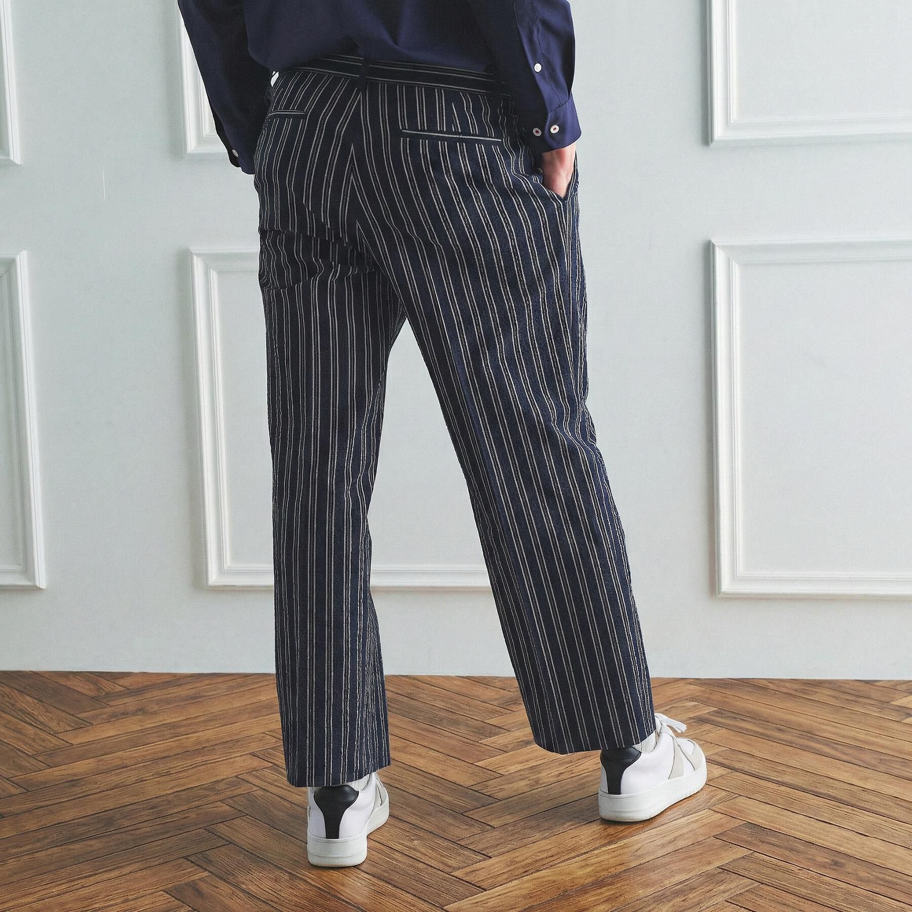 TAKEO KIKUCHI「【BOWLER HAT LABEL】サッカーストライプ イージーワイドパンツ」|その他|