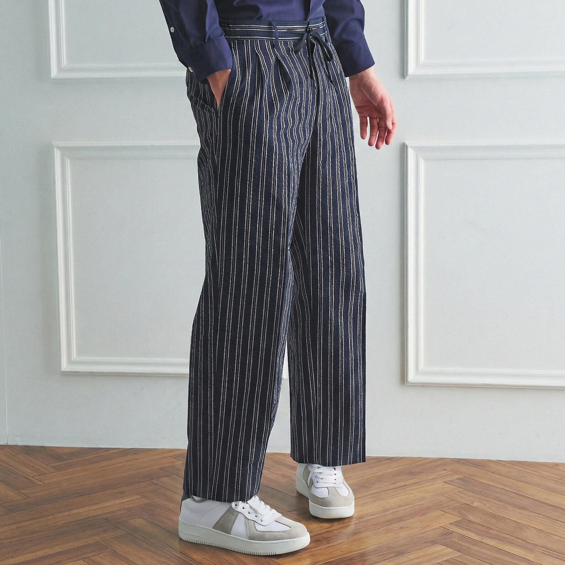 TAKEO KIKUCHI「【BOWLER HAT LABEL】サッカーストライプ イージーワイドパンツ」|その他|