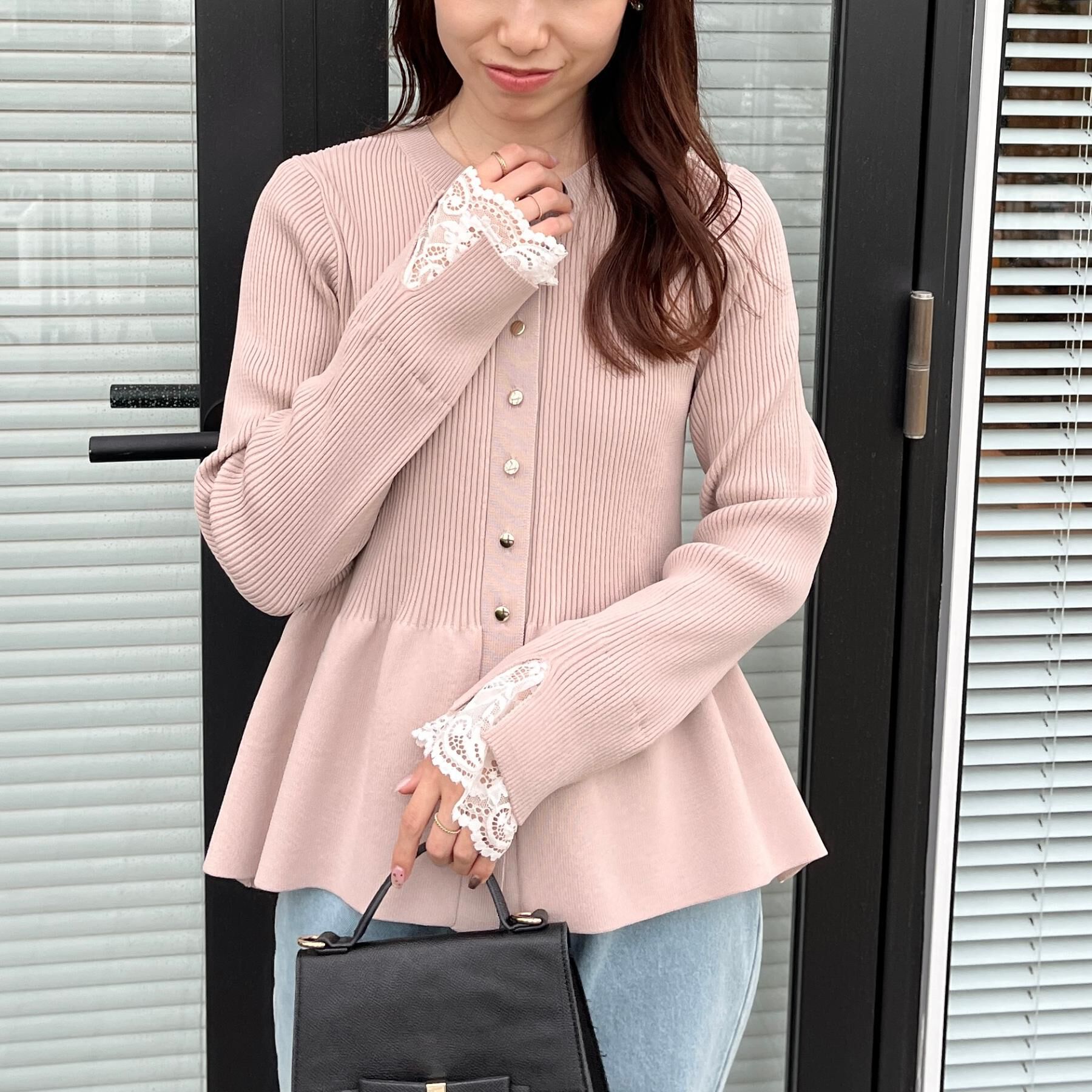 Couture broach「【大人かわいい・洗える】ペプラムニットカーディガン」|カーディガン|