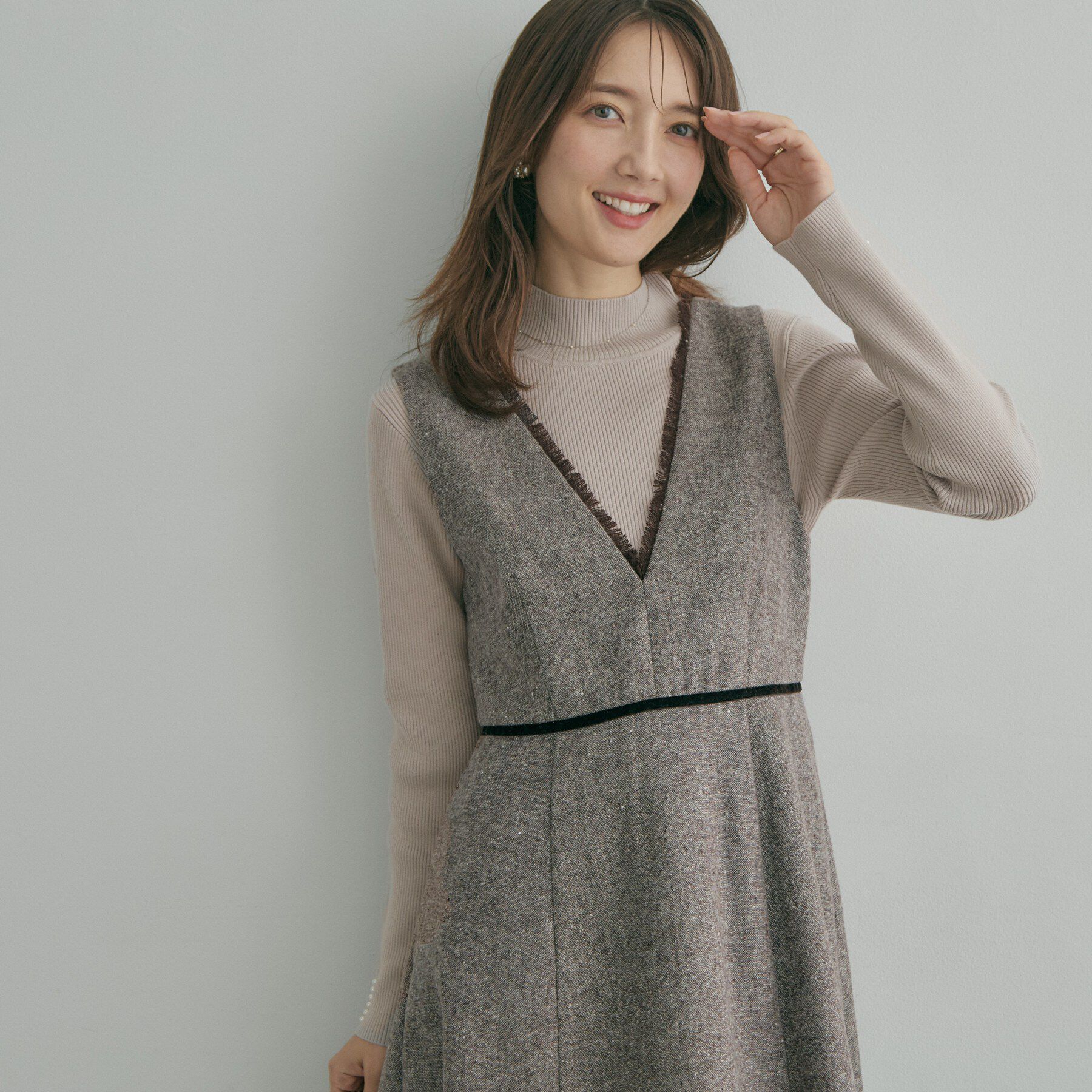 Couture broach「【大人フェミニンのBASIC】パール調リブニット【吸湿発熱・静電気防止・抗菌防臭・洗濯機可】」|ニット・セーター|