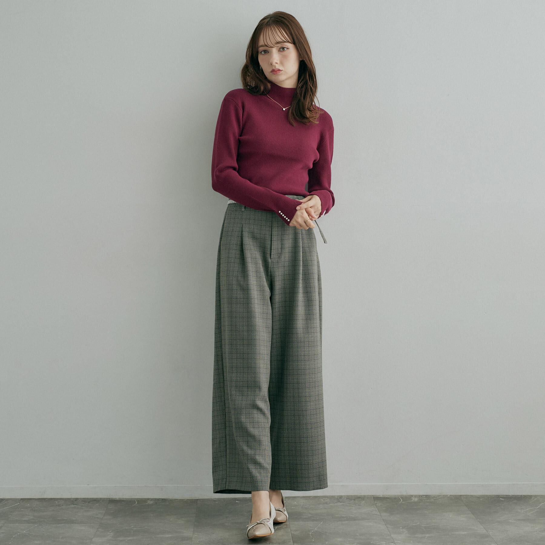 Couture broach「【大人フェミニンのBASIC】パール調リブニット【吸湿発熱・静電気防止・抗菌防臭・洗濯機可】」|ニット・セーター|