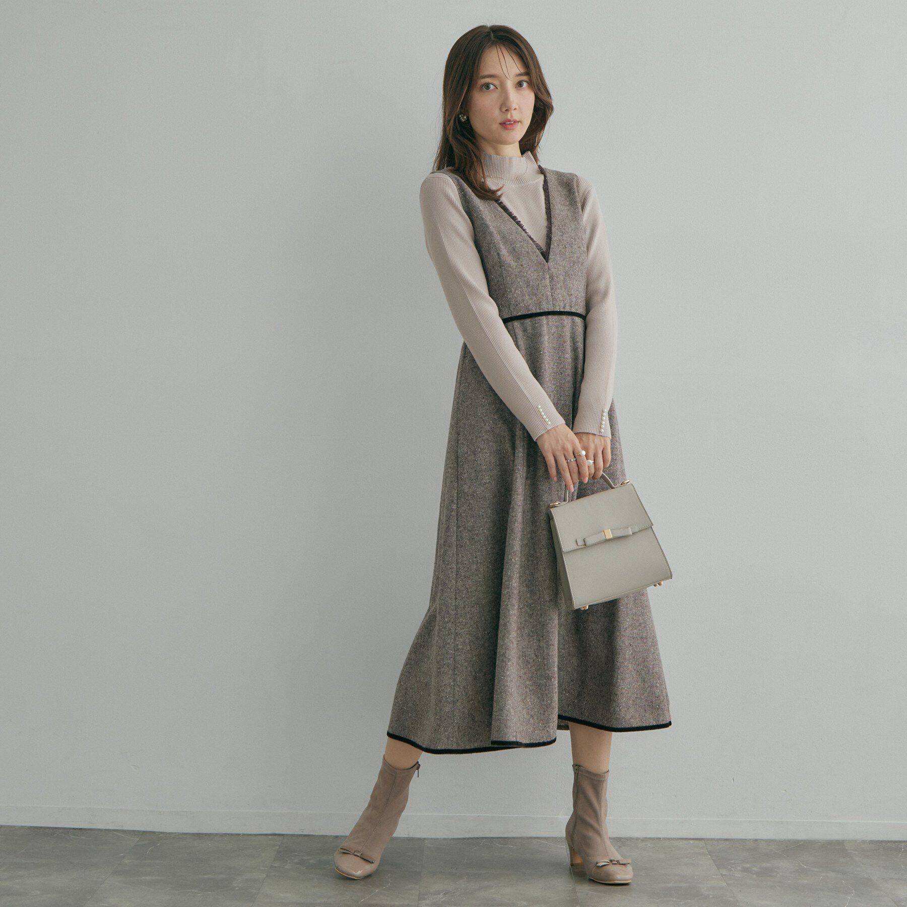 Couture broach「【大人フェミニンのBASIC】パール調リブニット【吸湿発熱・静電気防止・抗菌防臭・洗濯機可】」|ニット・セーター|