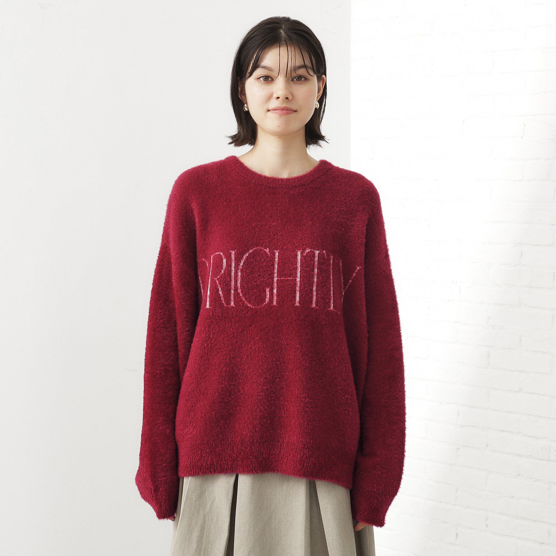 THE SHOP TK「ベルベットフェザー ロゴニットプルオーバー」|Tシャツ・カットソー|