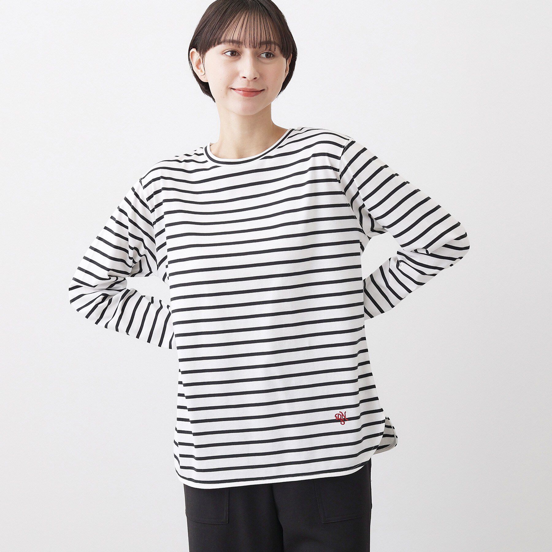 Dessin「【洗える】シャツテールロングTシャツ」|Tシャツ・カットソー|ネイビー(394)