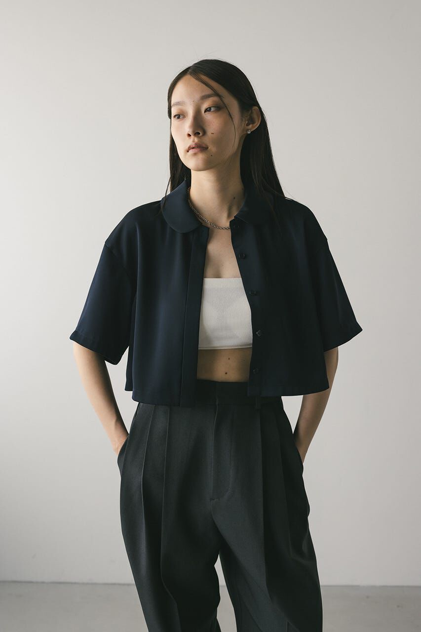 STYLEMIXER「サークルカラーサテンショートシャツ」|シャツ・ブラウス|NVY