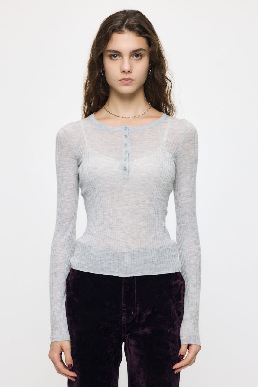 MOUSSY「ES SHEER HENRY NECK KNIT トップス」|ニット・セーター|