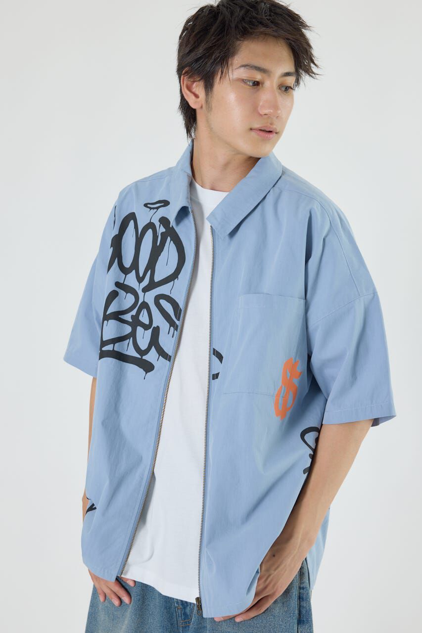 RODEO CROWNS「グラフィティーZIPシャツ」|シャツ・ブラウス|L/BLU1