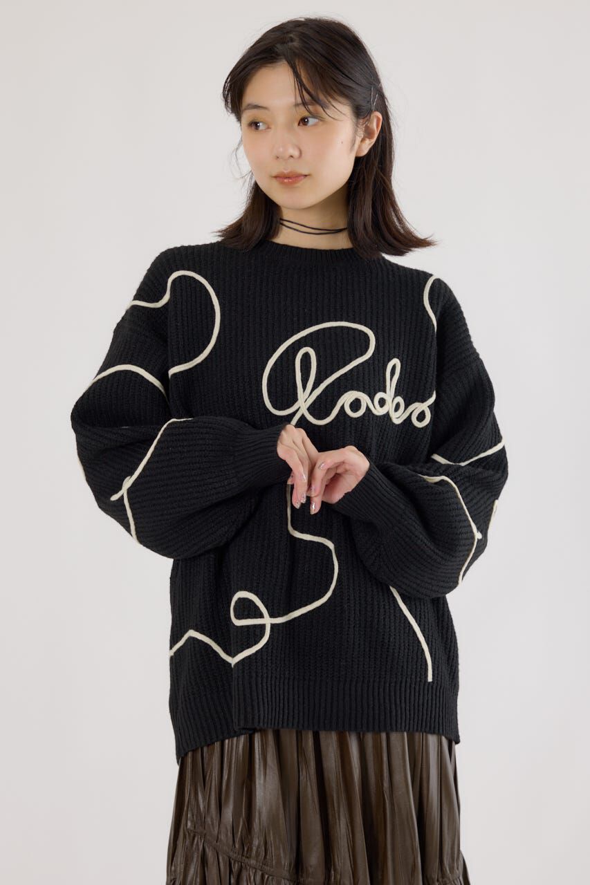 RODEO CROWNS「Embroideryラインロゴニットトップス」|ニット・セーター|