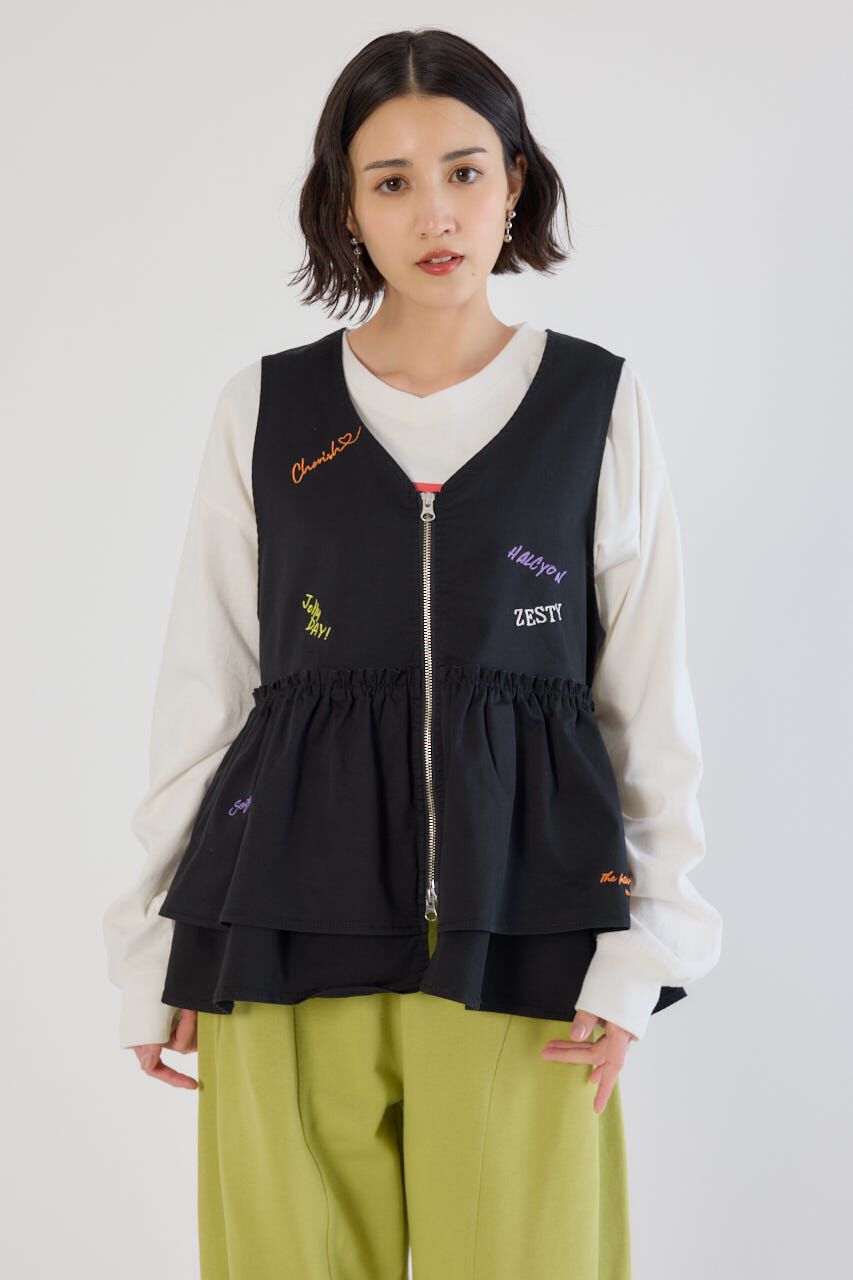 RODEO CROWNS「embroideryフロントジップベスト」|ダウンベスト・ベスト|