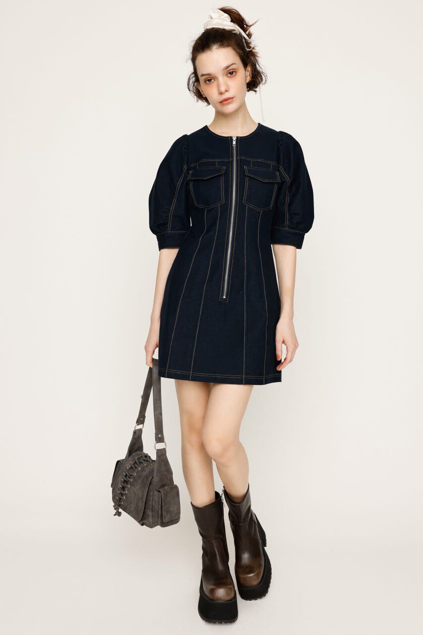 SLY「BICOLOR STITCH ショートワンピース」|ワンピース|
