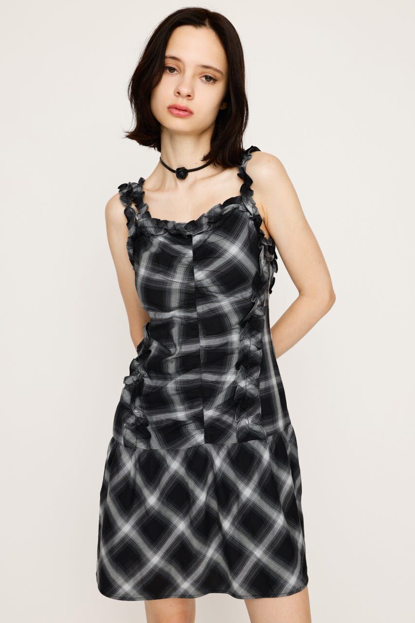 SLY「CHECK FRILL ショートワンピース」|ワンピース|
