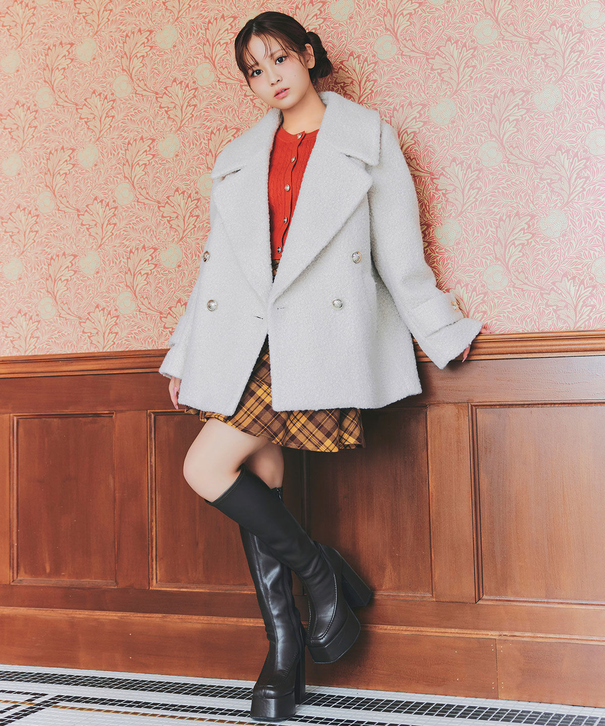 REDYAZEL「チェックラッフルフレアミニスカート」|フレア|