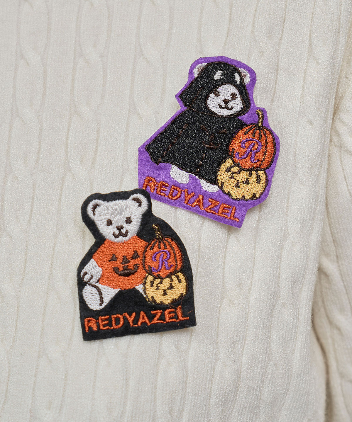 REDYAZEL「Azely&Redynaハロウィンブローチケーブルニットカーディガン」|カーディガン|