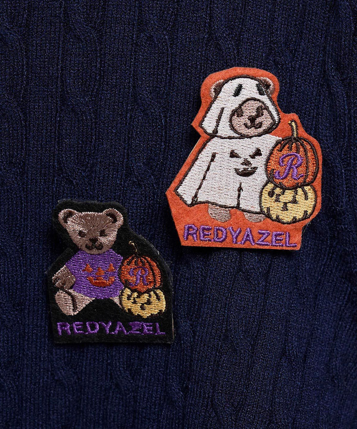 REDYAZEL「Azely&Redynaハロウィンブローチケーブルニットカーディガン」|カーディガン|