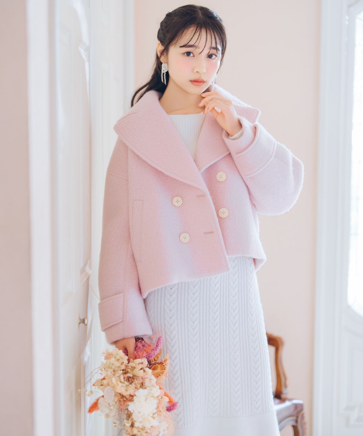 WILLSELECTION「肩リボンケーブルニットワンピース」|ワンピース|