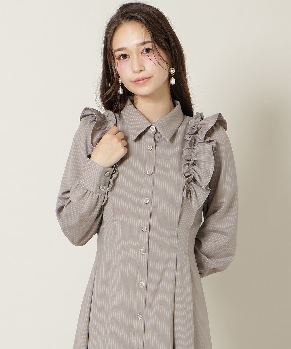WILLSELECTION「ショルダーフリルリボンタイシャツワンピース」|ワンピース|