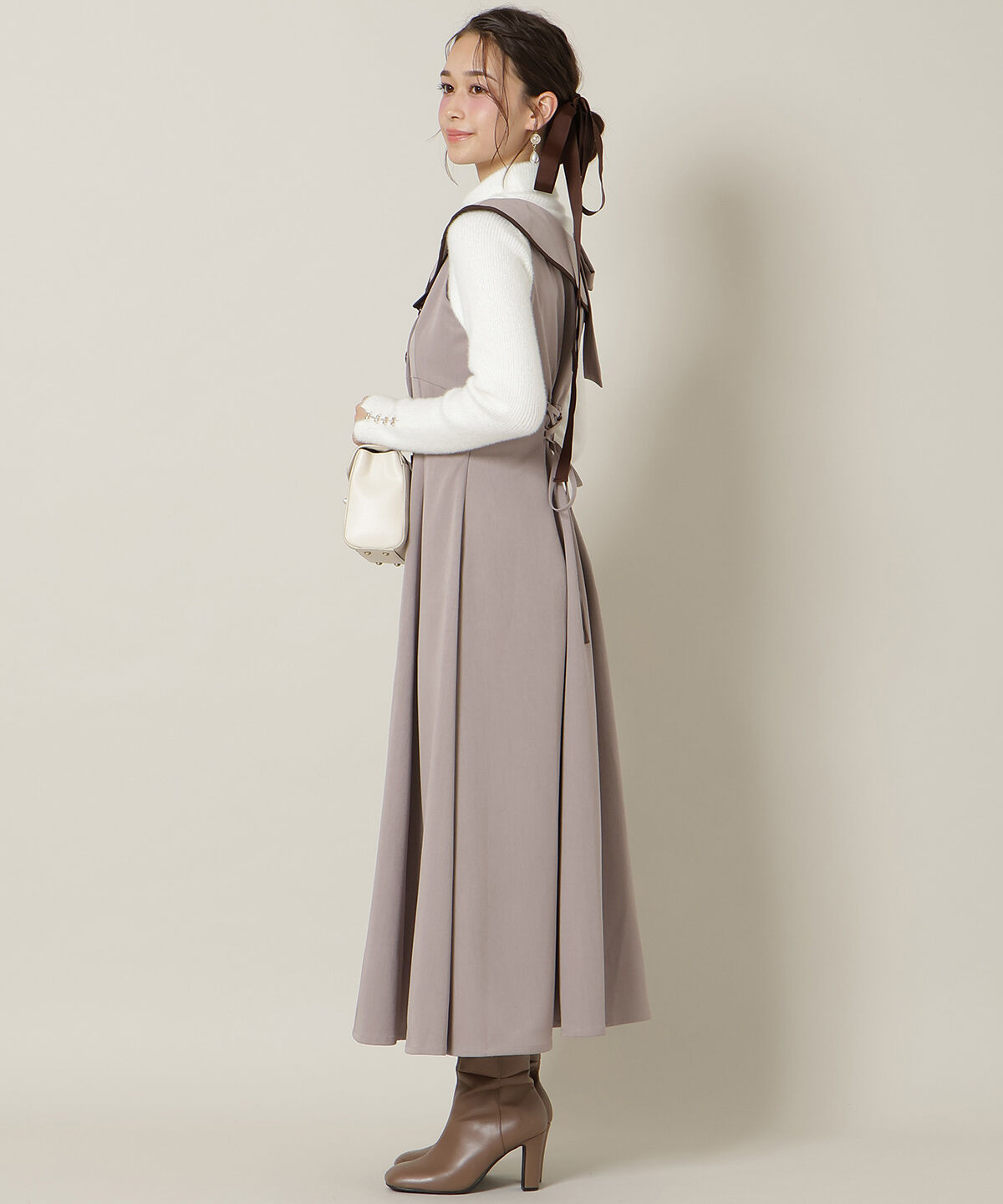 WILLSELECTION「アシンメトリーリボンショルダーワンピース」|ワンピース|