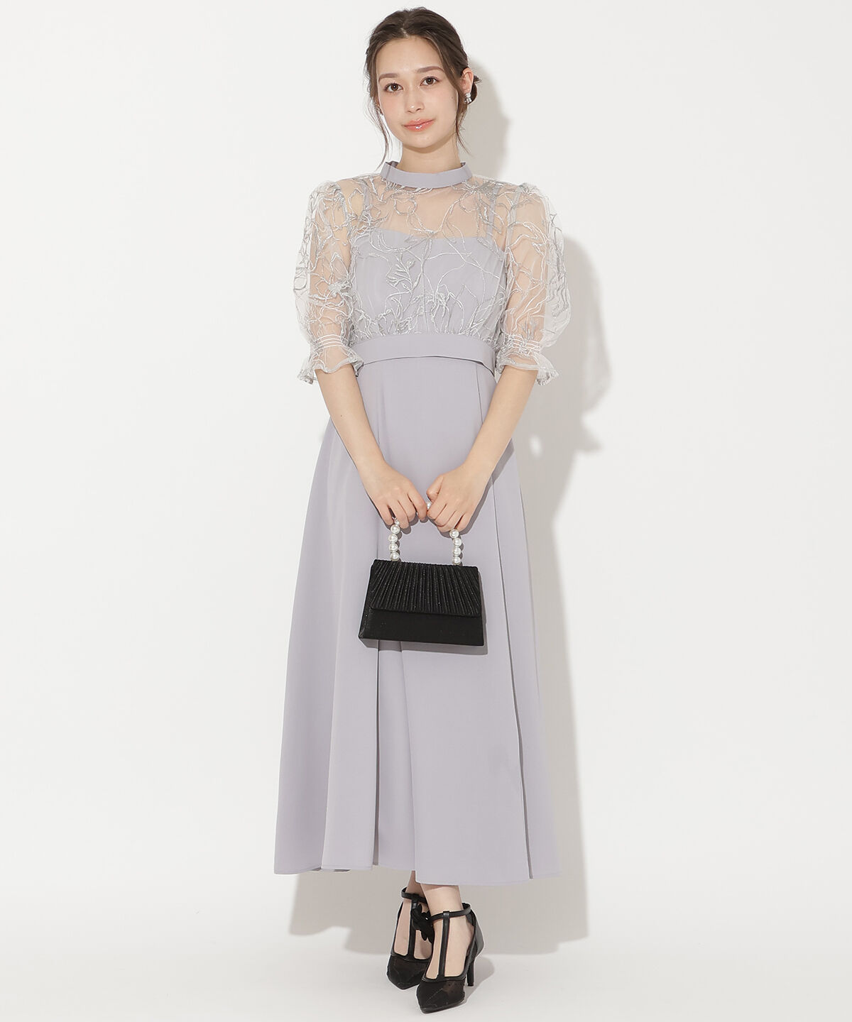 WILLSELECTION「バックウエストリボンブラウス&times;フレアキャミワンピース」|ドレス|サックス
