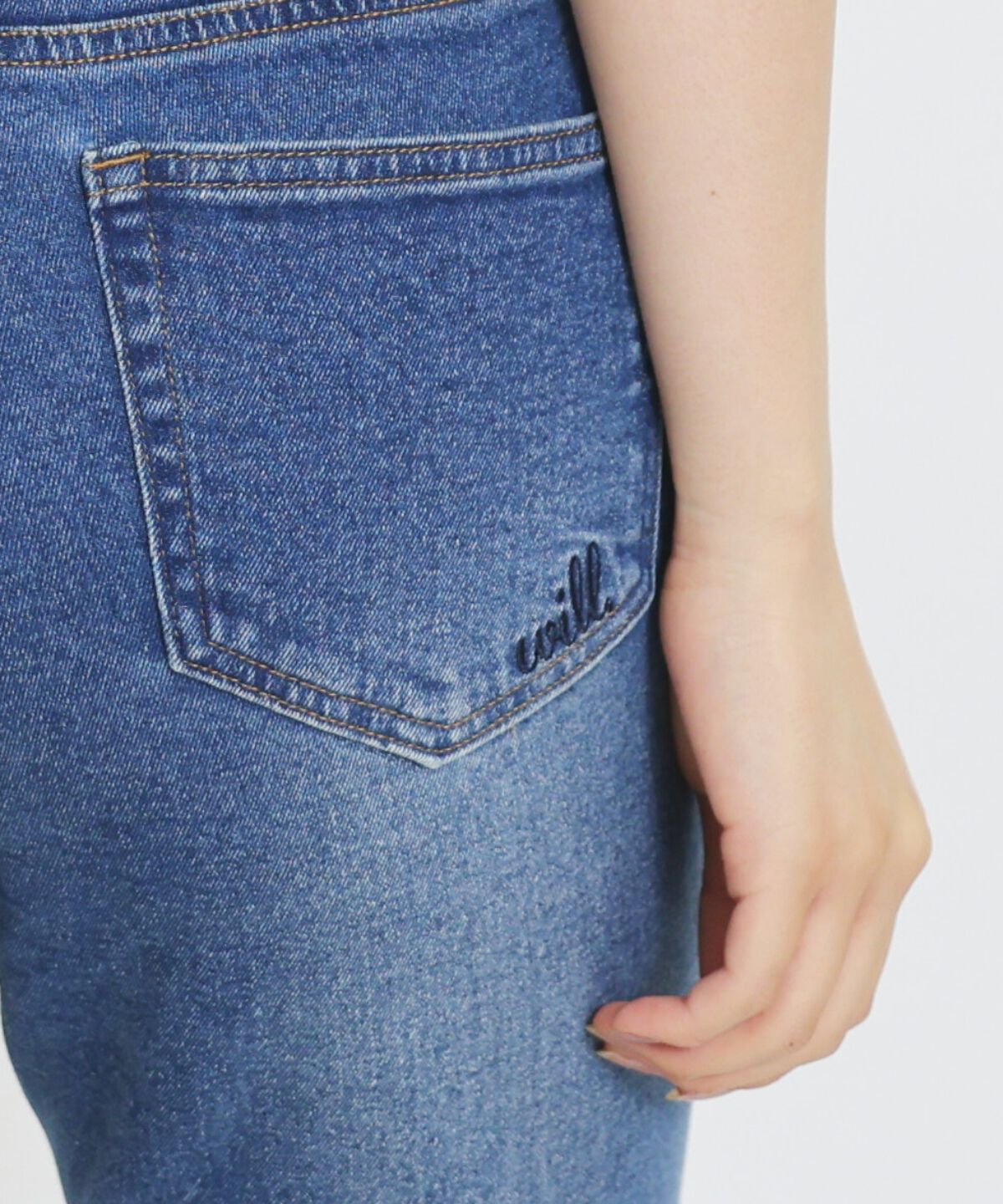 WILLSELECTION「美脚ロゴ刺繍セミフレアデニムパンツ」|デニム|