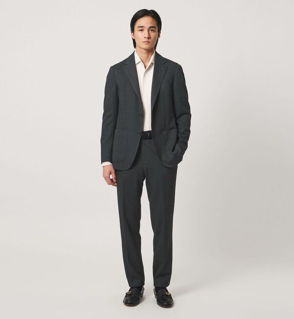 UNITED ARROWS「ハウンドトゥース ジャージ サイドエクステンド ノープリーツ スラックス COMFORT EASY-MODEL」|スラックス|