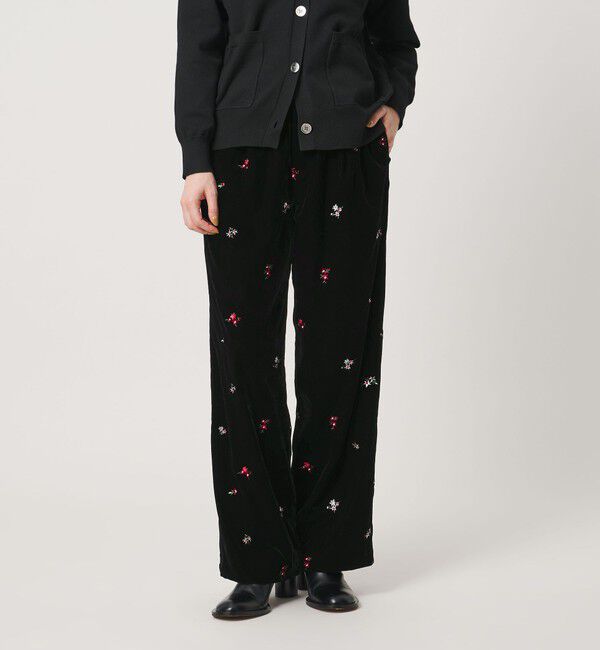 UNITED ARROWS「エンブロイダリー ベルベット イージーパンツ」|その他|