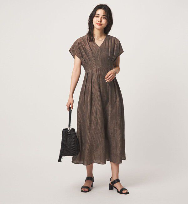 UNITED ARROWS green label relaxing「シアー チェック フレンチスリーブ ワンピース」|ワンピース|MD.BROWN