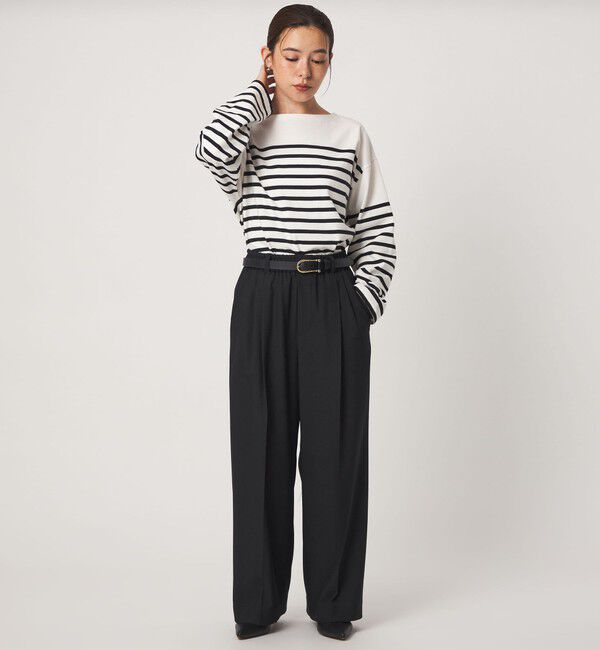 UNITED ARROWS green label relaxing「ニーハイワイドパンツ マシンウォッシャブル ストレッチ 帯電防止」|その他|BLACK