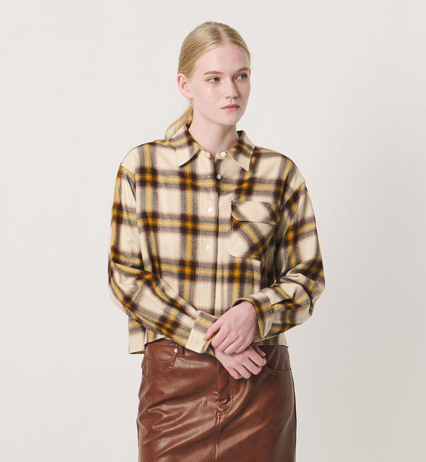 NICE WEATHER「＜NICE WEATHER＞ショート オンブレチェック シャツ」|シャツ・ブラウス|BEIGE