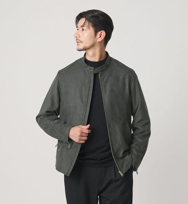 BEAUTY&YOUTH UNITED ARROWS「【WEB限定 WARDROBE SMART】スエードライク シングル ライダースジャケット」|その他|DK.GRAY