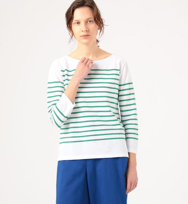 MACPHEE「コットンボーダー ボートネックプルオーバー」|Tシャツ・カットソー|
