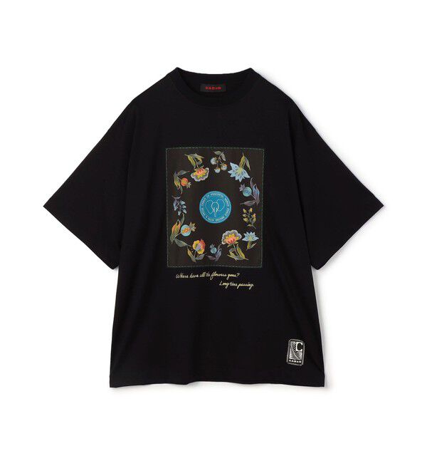 CABaN「CABaN スビンコットン フラワーサークルプリントＴシャツ」|Tシャツ・カットソー|18 ブラック系