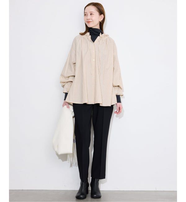 SLOBE IENA「《一部WEB・店舗限定カラーあり》タイプライターフリルカラーブラウス」|シャツ・ブラウス|