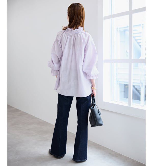 SLOBE IENA「《一部WEB・店舗限定カラーあり》タイプライターフリルカラーブラウス」|シャツ・ブラウス|
