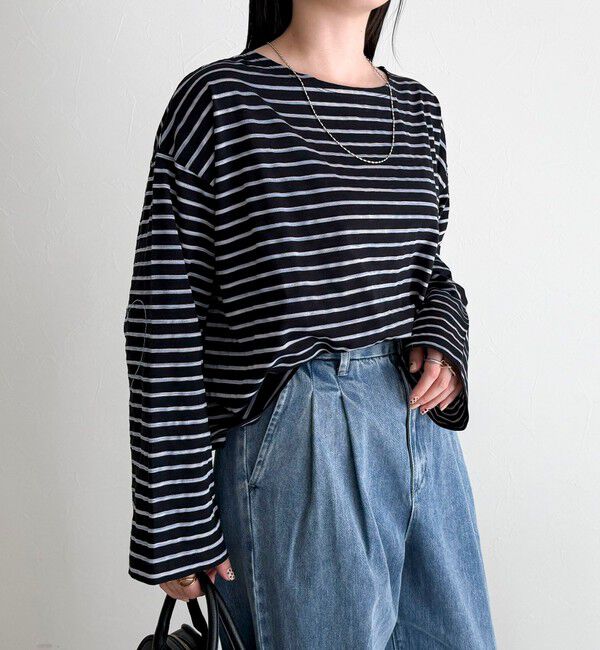 fredy emue「【人気商品の新型】ボーダーハートステッチルーズロンTシャツ」|Tシャツ・カットソー|