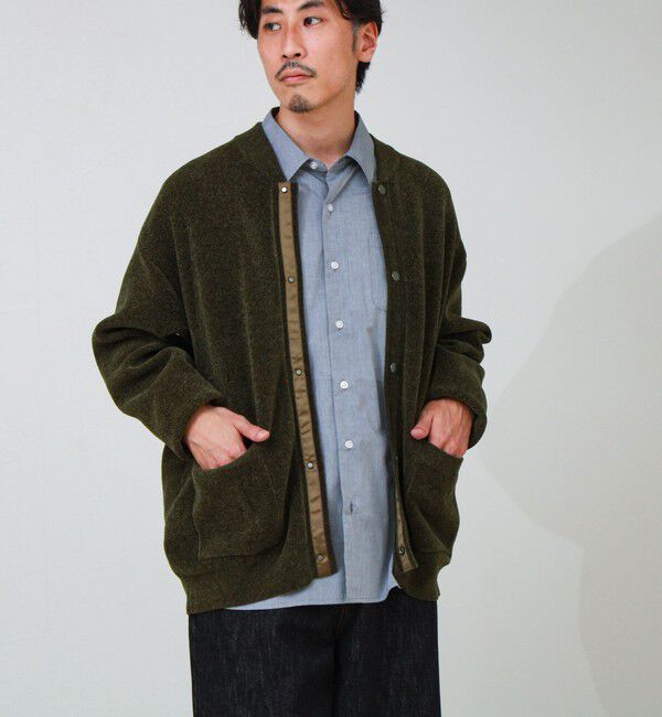 GLOSTER「【人気モールニットシリーズ/チクチクしないニット】モールダブルフェイス MA-1カーディガン」|ニット・セーター|