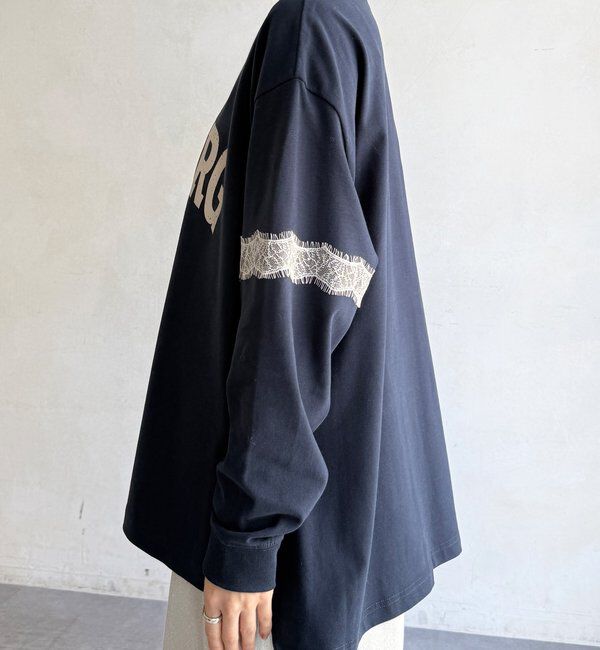  「【WEB限定】袖レース切替ロゴTEE」|Tシャツ・カットソー|