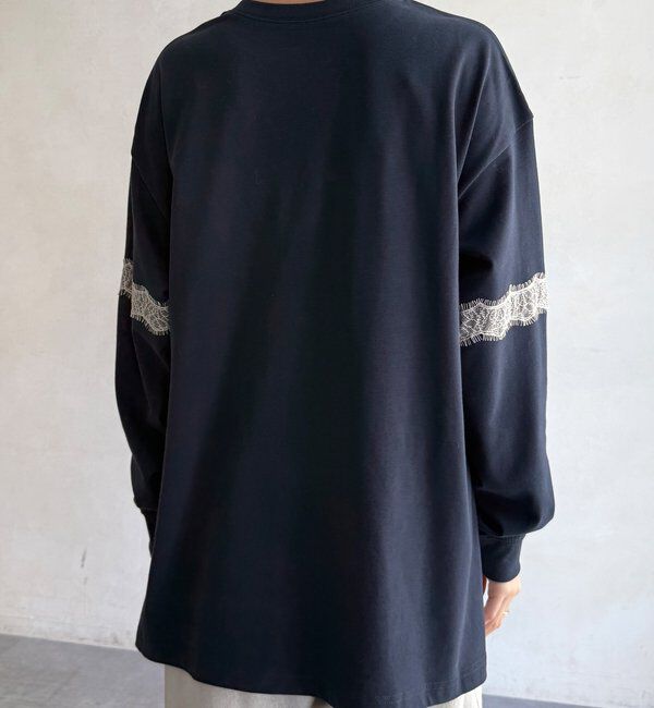  「【WEB限定】袖レース切替ロゴTEE」|Tシャツ・カットソー|