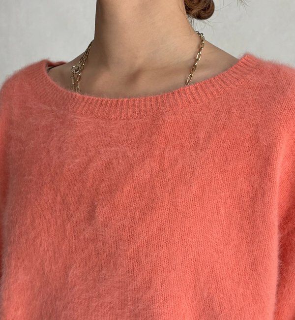  「【ふんわり柔らかな肌触り】ファーカシミヤボートネックプルオーバー」|ニット・セーター|