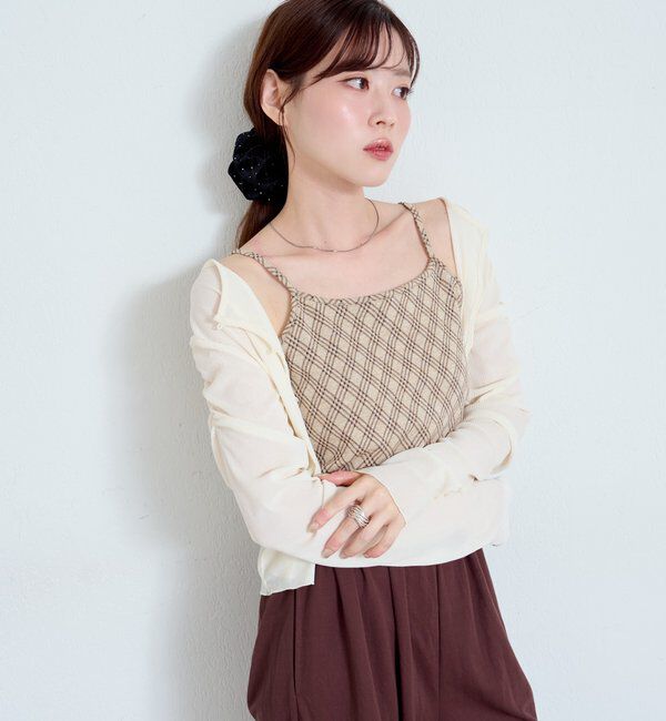 「【2サイズ展開】ストライプベロアフロッキー2wayカーディガン」|Tシャツ・カットソー|