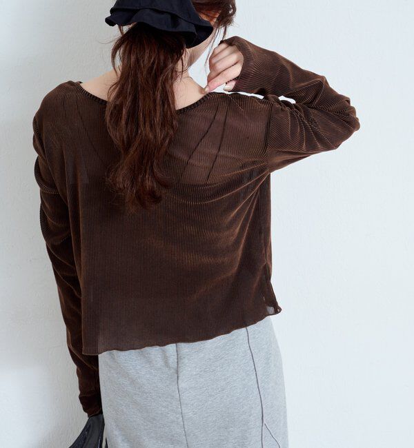  「【2サイズ展開】ストライプベロアフロッキー2wayカーディガン」|Tシャツ・カットソー|