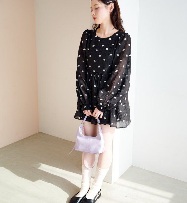  「フラワーステッチミニワンピース」|ワンピース|