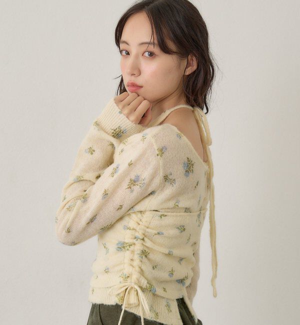  「【着回し力◎/花柄&無地】モヘアフラワーアンサンブルニット」|ニット・セーター|