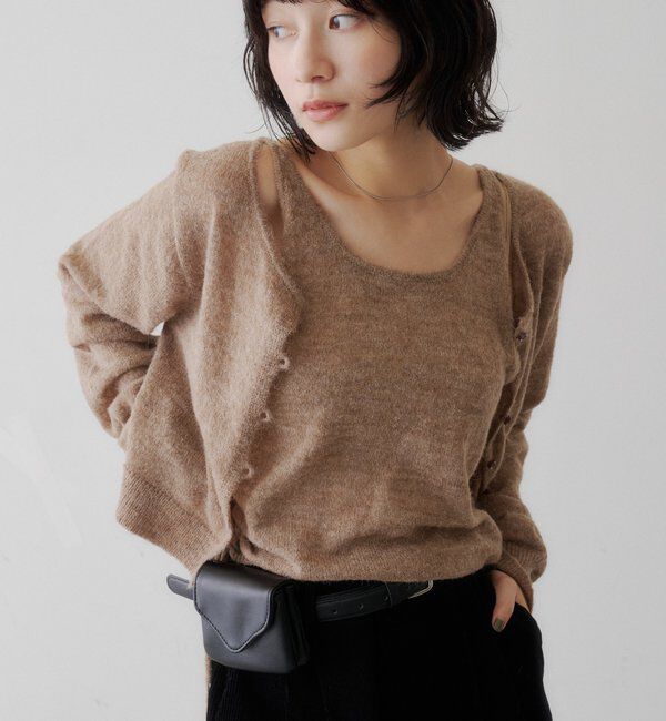  「【着回し力◎/花柄&無地】モヘアフラワーアンサンブルニット」|ニット・セーター|ブラウン