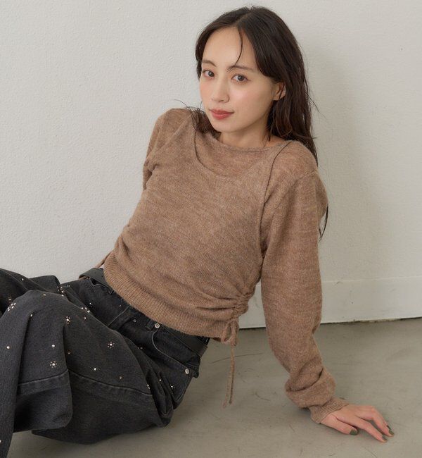  「【着回し力◎/花柄&無地】モヘアフラワーアンサンブルニット」|ニット・セーター|