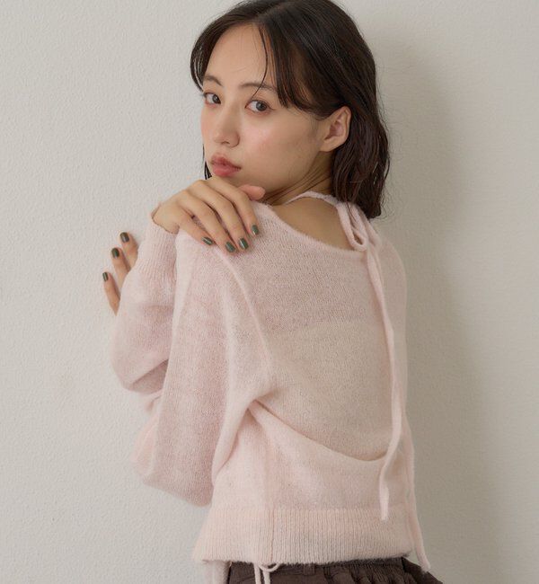  「【着回し力◎/花柄&無地】モヘアフラワーアンサンブルニット」|ニット・セーター|