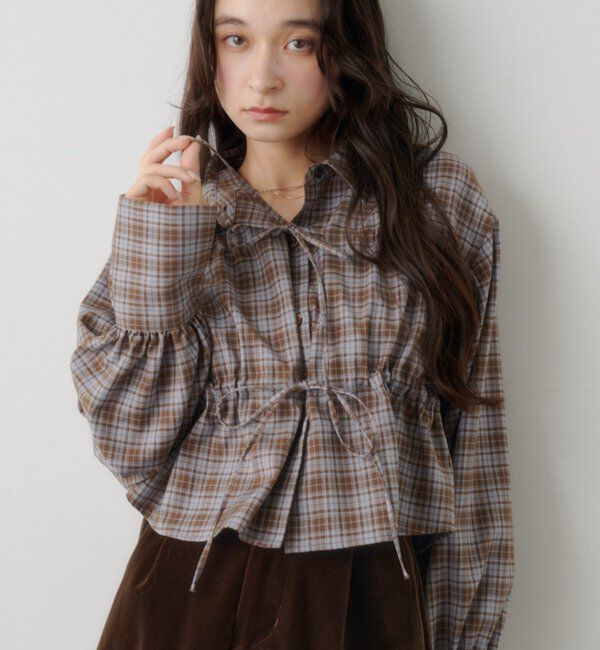  「【WEB限定】フロントリボンシャツ」|シャツ・ブラウス|ブラウン