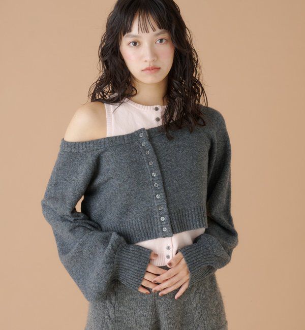  「アンサンブル配色ニット」|カーディガン|