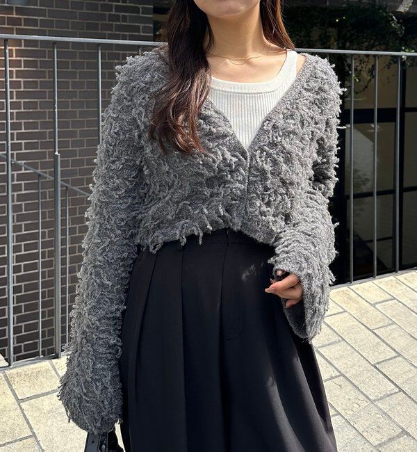  「【セットアイテム】インナーSETフリンジショートカーディガン」|カーディガン|