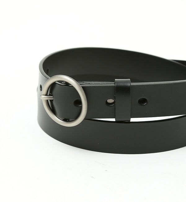 ABAHOUSE「OILED LEATHER BLACK NARROW BELT」|ベルト|